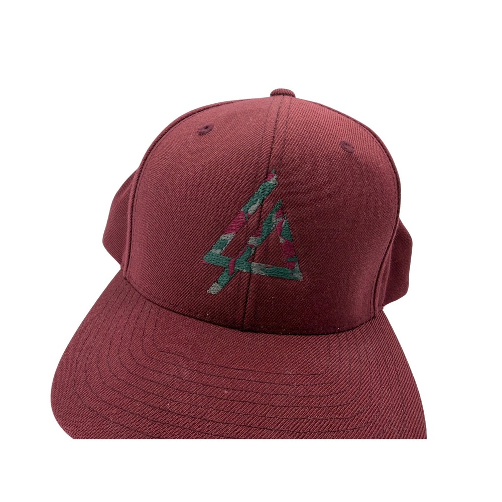 The Classics Yupoong Snapback Hat Burgundy Wool Blend Geometric Tree Logo Cap
